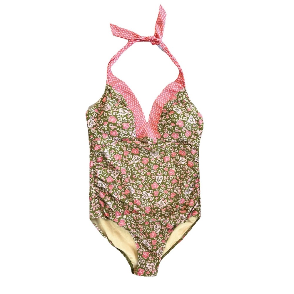 CABANA LIFE Women's One Piece Sz Small Jetties Beach Halter Swimsuit Floral